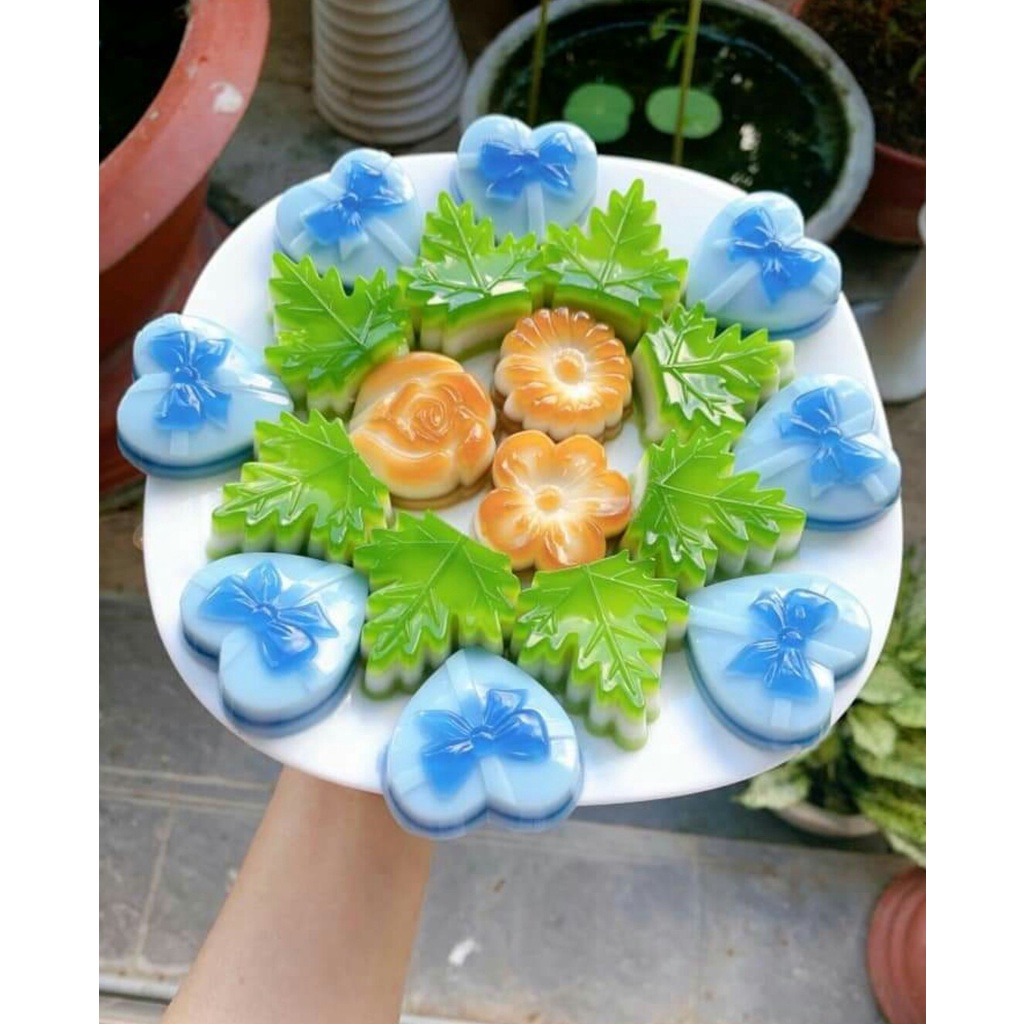 Khuôn thạch rau câu, bánh da lợn, làm đá hình tim lá(kèm ảnh thật)