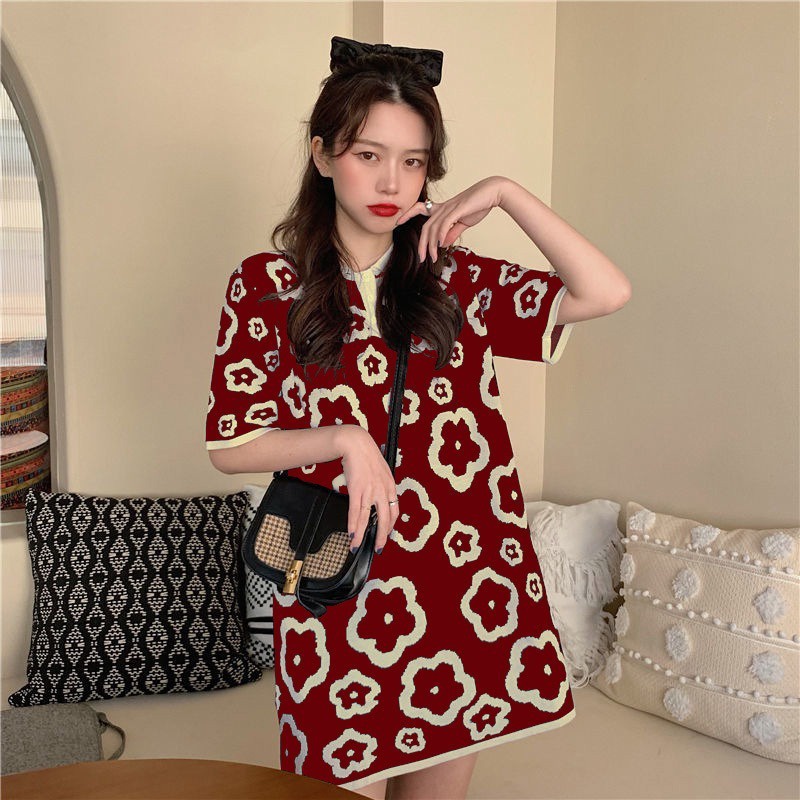 Đầm polo IELGY tay ngắn phong cách Hàn Quốc cho nữ