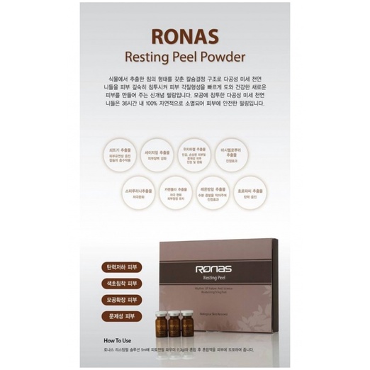 Peel da Ronas Resting Solution vi kim tảo biển  Hàn Quốc - Peel da tại nhà- Thay da sinh học Hộp 10 lọ