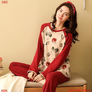 Bộ cotton màu đỏ - kem hình trái bơ - Micha D85