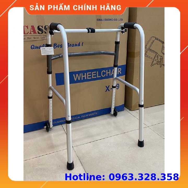 Khung Tập Đi Cho Người Già, Khung Hợp Kim Nhôm Có Bánh Xe Chống Trơn Trượt -