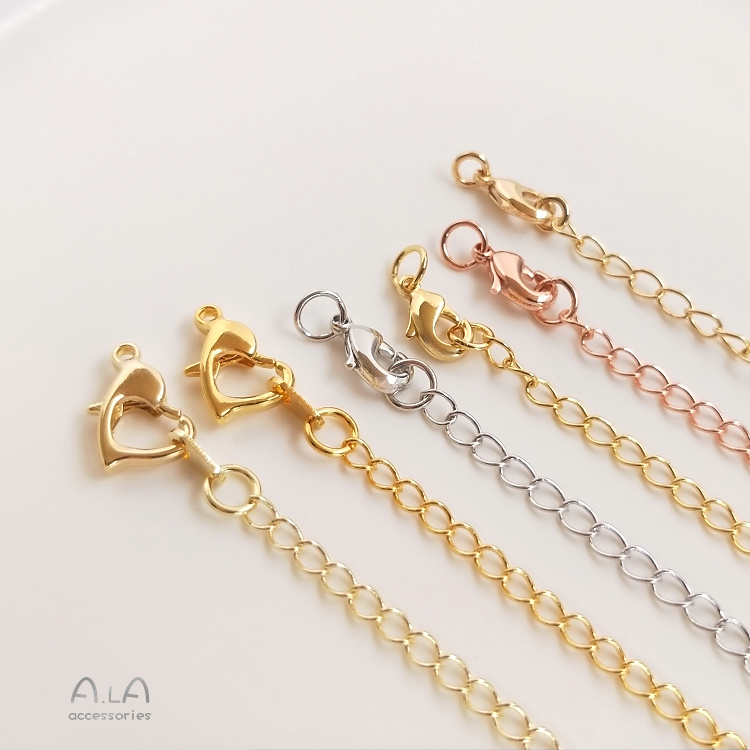 💖Trang sức DIY phụ kiện💖Giữ màu đuôi chuỗi mở rộng chuỗi 18K mạ vàng trắng vàng hồng vòng đeo tay vòng cổ DIY phụ kiện trang sức vật liệu trang sức
