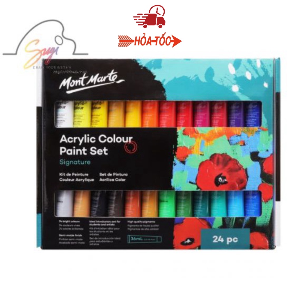 Màu Acrylic Mont Marte 24 x 36ml, Mont Marte Signature Acrylic Paint Set