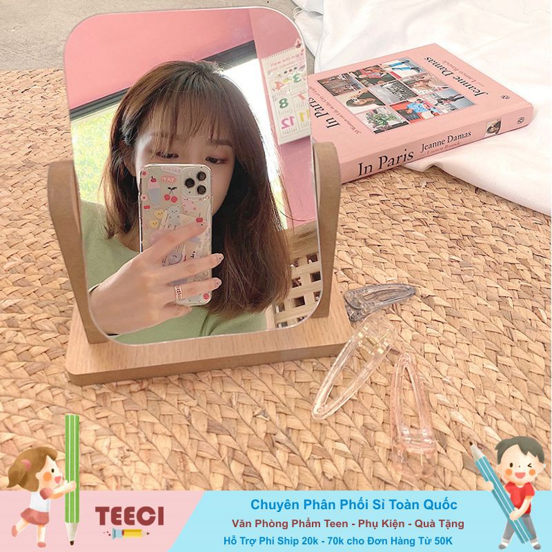 &lt;Video Review&gt;Gương Trang Điểm Khung Gỗ (Màu Đậm) Teeci Shop A294