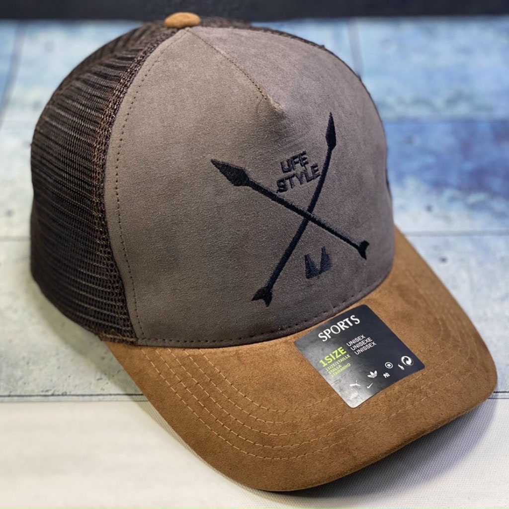 Mũ nón lưỡi trai da lộn phối lưới độc lạ unisex hàng cao cấp