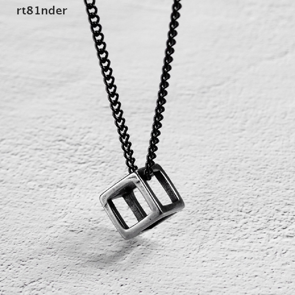 【rt】 Titanium Steel Cube Hollow Out Pendant Necklace Fashion Jewelry Men Accessories .