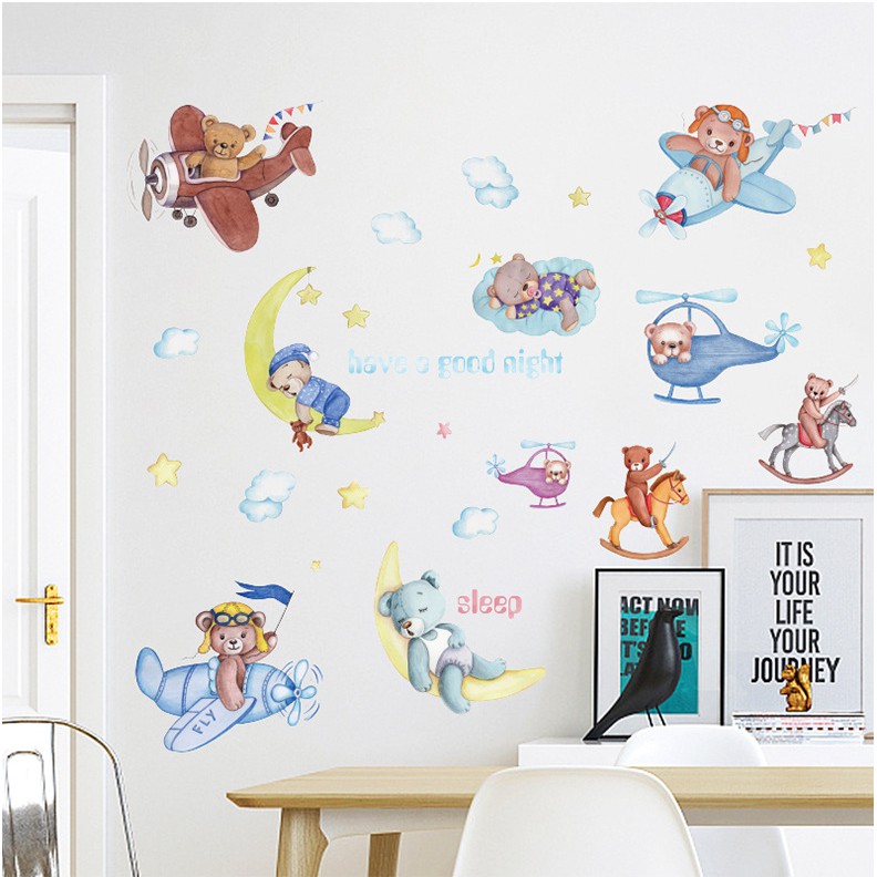 Decal dan tường Gấu con ngủ ngoan đáng yêu