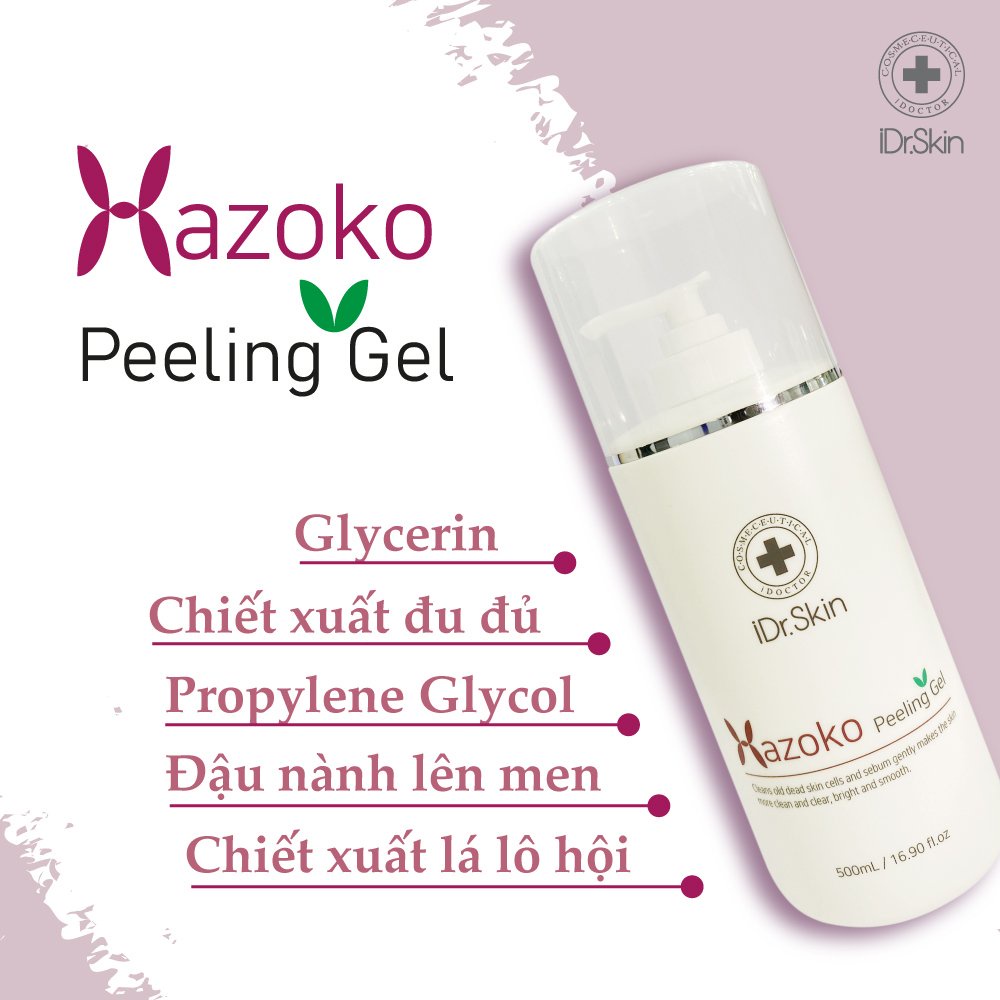 Hazoko Peeling Gel Tẩy Da Chết Mặt Dạng Gel - Chai  500ml - Phù Hợp Da Khô, Thâm Sạm - iDr.Skin Official