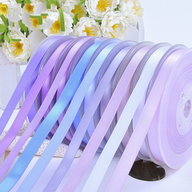 Ruy băng satin lụa bóng hai mặt tông màu tím 16mm phụ kiện thời trang tóc handmade dây gói quả trang trí#420-477