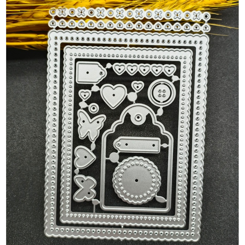 Khuôn Cắt Giấy Kim Loại Khung Viền Ren Hình Chữ Nhật