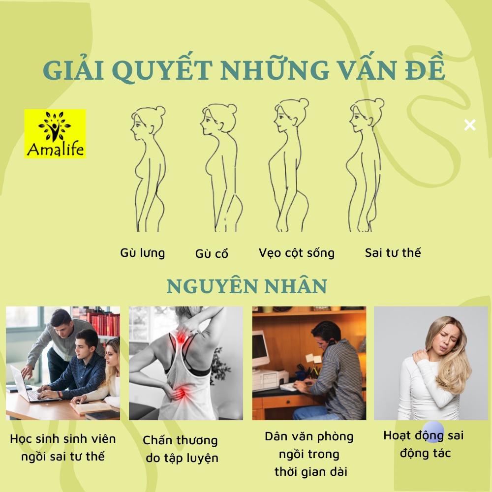 Đai Chống Gù Lưng Nâng Ngực, Cố Định Bảo Vệ Vòng 1 Cao Cấp Ama05 - Chính Hãng Amalife