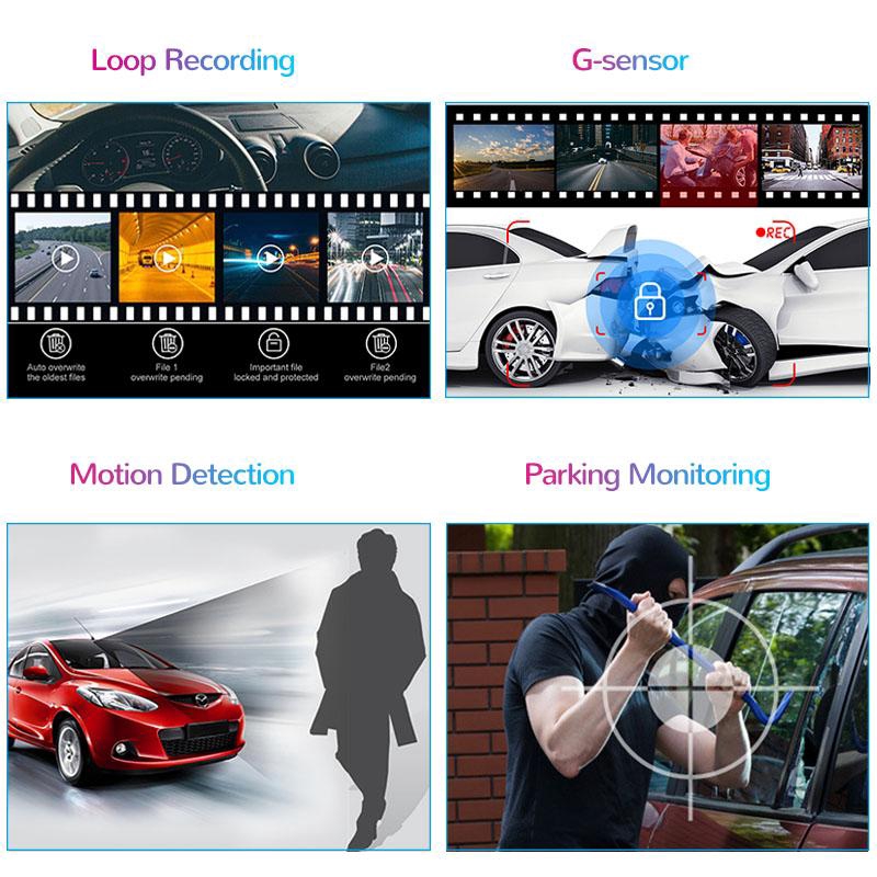 Camera hành trình ô tô Ekleva ống kính kép FHD 1080p 4 inch