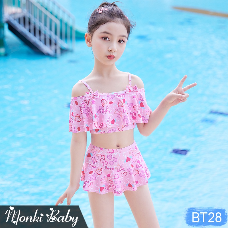 Đồ bơi 2 mảnh bé gái loại đẹp, bộ bikini cao cấp cho trẻ em nữ dễ thương, áo tắm công chúa mẫu mới, thun bơi lạnh | BT28