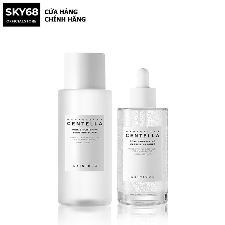 Combo Làm Sạch, Dưỡng Sáng Da Chuyên Sâu Skin1004 Madagascar Centella Brightening (Toner 210ml + Serum 100ml) - Trắng