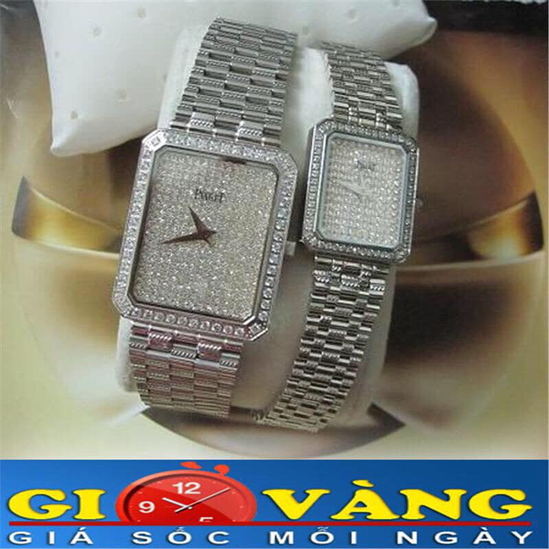 Đồng hồ Nam Piaget mặt full đá chữ nhật chạy pin máy Nhật size 35mm long lanh