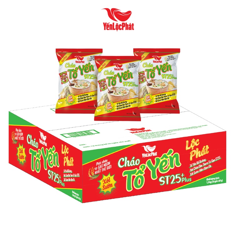 Cháo Tổ Yến ST25 Plus Xốt sườn Yến Lộc Phát- Ăn liền - Gói 60gr