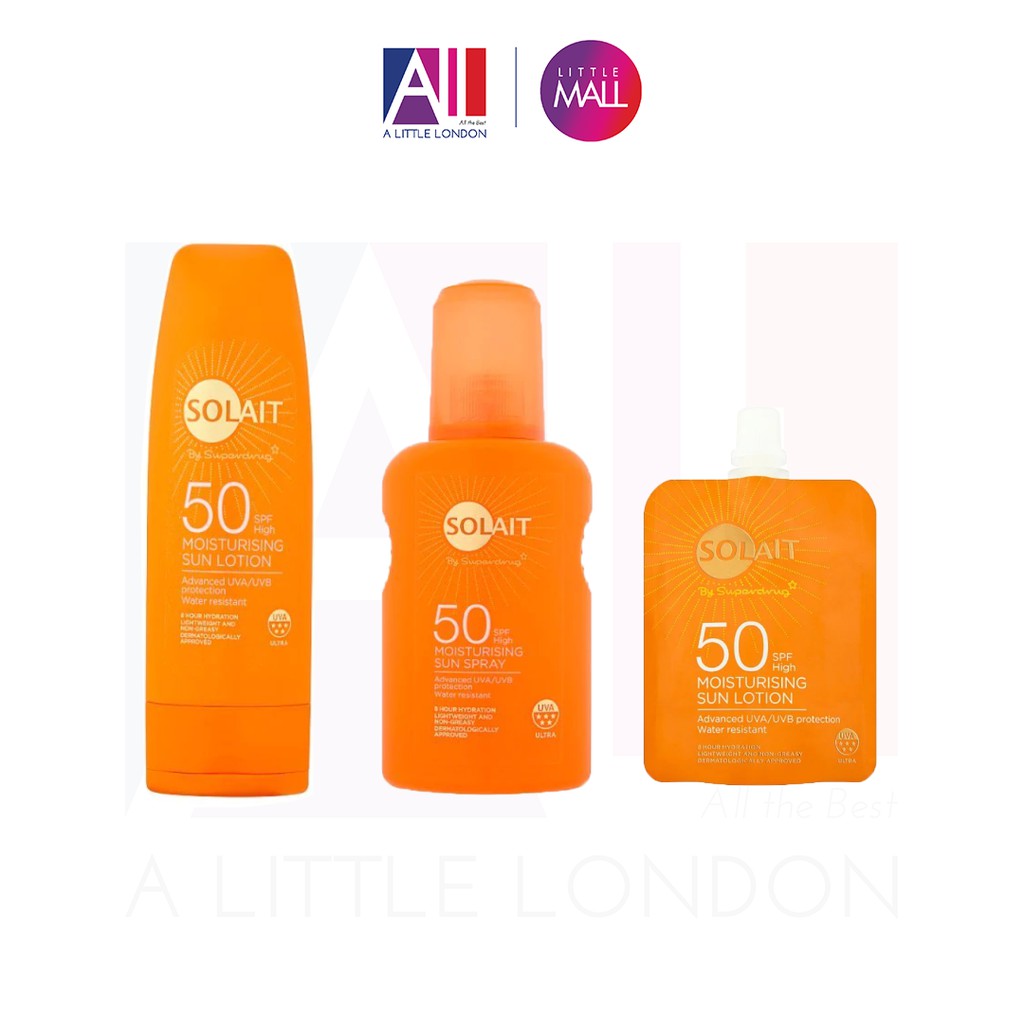 [TOP 1 SHOPEE] Kem chống nắng Superdrug Solait Moisturising Sun Lotion - Spray - Face Fluid (Bill Anh)