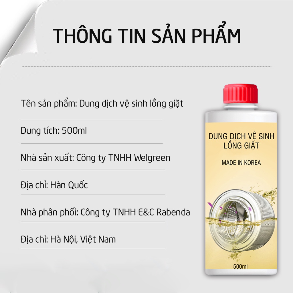 Vệ sinh lồng giặt Freeme, siêu sạch, tẩy sạch cặn bẩn, diệt khuẩn, chống hôi quần áo - Nhập khẩu Hàn Quốc 500ml TLG