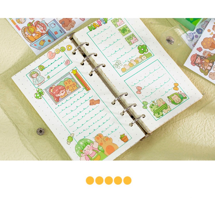 Set 5 tấm Sticker kích thước 8x10cm họa tiết dễ thương Colorful Dream - 50 tấm/ hộp
