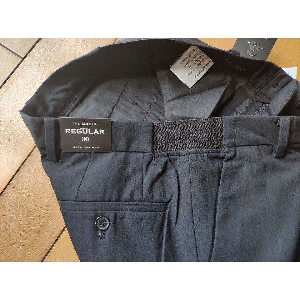 BIKAYSHOP/ Quần âu nam hiệu Spao, quần tây nam công sở Hàn Quôc dáng rộng, vải co giãn, cạp chun màu navy