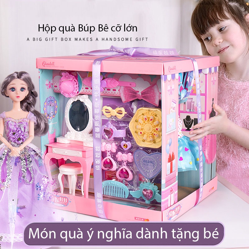 (có sẵn) Đồ chơi búp bê và phụ kiện hộp quà tặng size to, set đồ chơi búp bê Barbie, Baboliy cho bé 024