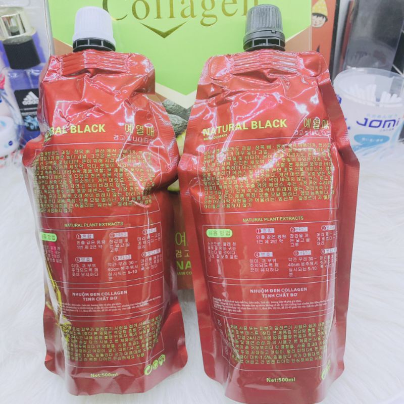 (Tặng chổi)Nhuộm đen collagen tinh chất bơ ăn bạc 100%