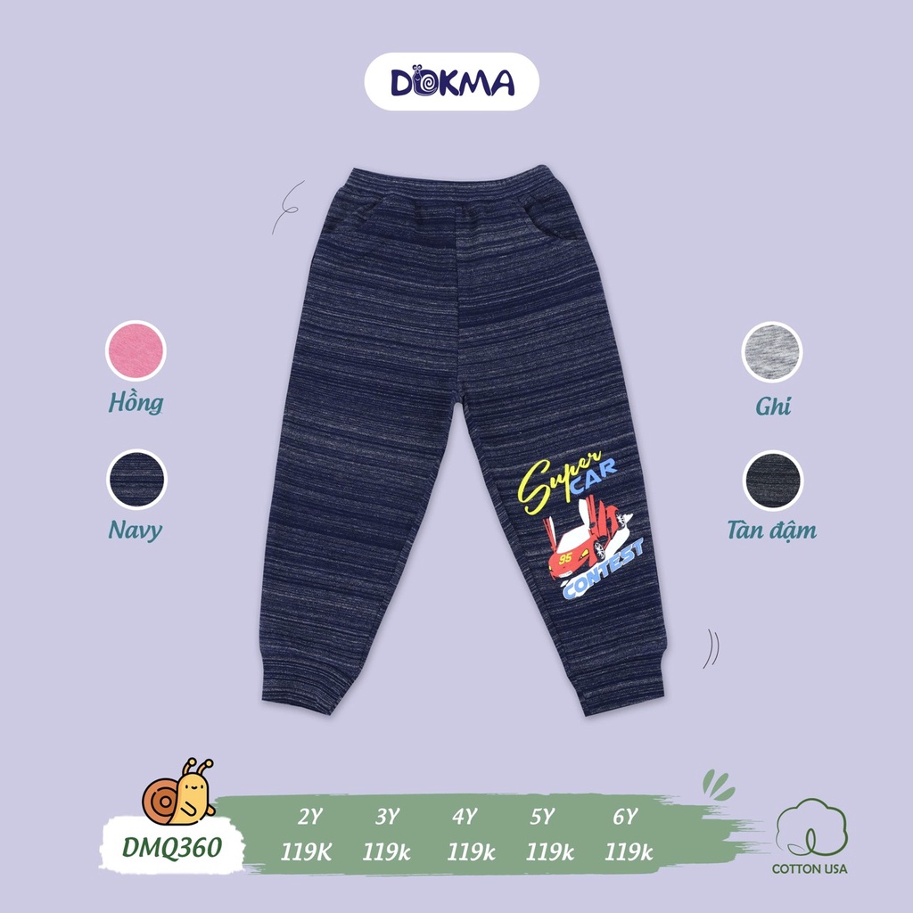 Quần dài cho bé trai bé gái thu đông size 2-6Y Dokma sale DQM360 Lamiha