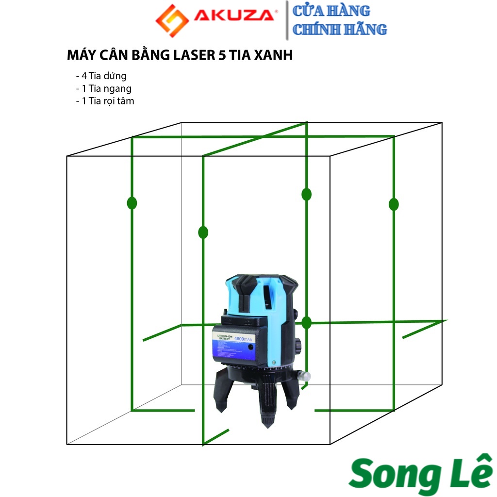 [HCM] Máy cân bằng Laser 5 tia xanh AKUZA - Chính Hãng (Phím CẢM ỨNG) FULL PHỤ KIỆN