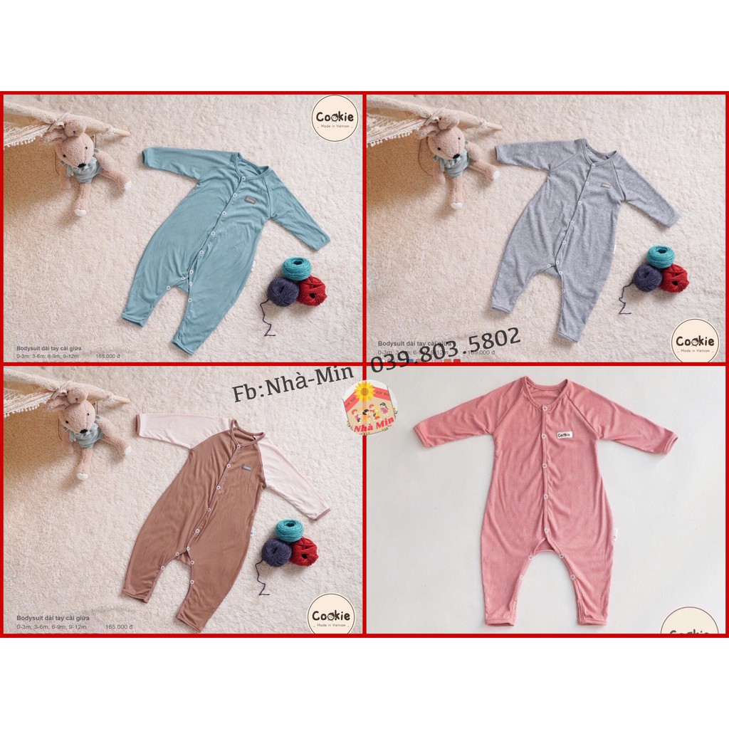 Bộ bodysuit dài tay cài giữa Cookie chất liệu: Air-cool Knitwear điều hoà nhiệt | BigBuy360 - bigbuy360.vn