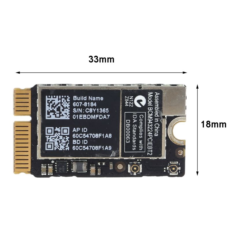 Card kết nối không dây BCM943224PCIEBT2 2.4/5G WiFi BT 4.0 Mini PCIe cho Macbook Mac OS | BigBuy360 - bigbuy360.vn