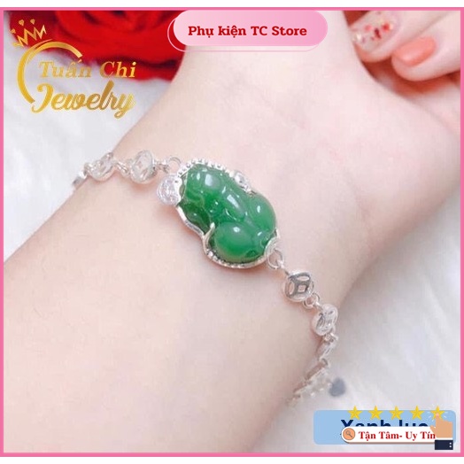 Lắc Tay Nữ  FREESHIP  Vòng Tay Tỳ Hưu Bạc Kết Hợp Đá Phong Thủy Theo Mệnh Mang Lại Tài Lộc, May Mắn