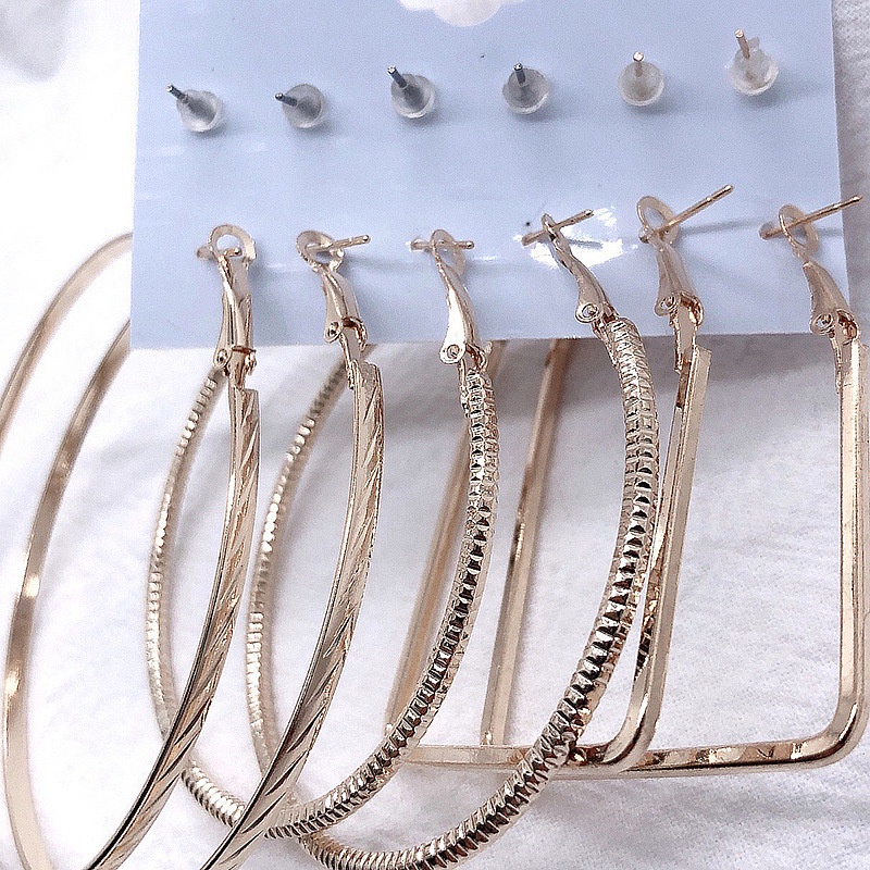 Set 6 Đôi Khuyên Tai Tròn Thời Trang Dành Cho Nữ