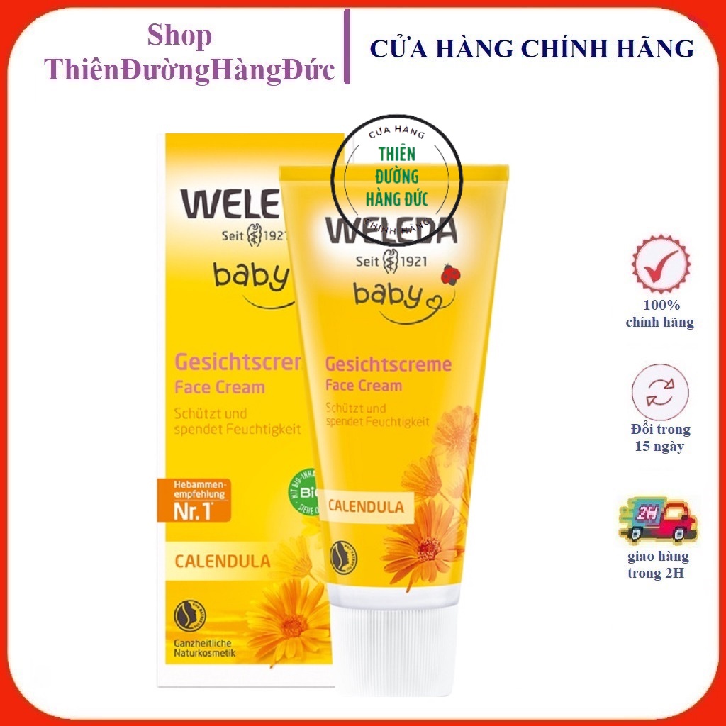 Kem dưỡng da hữu cơ WELEDA cho bé, dưỡng da mặt trẻ em -  Đức