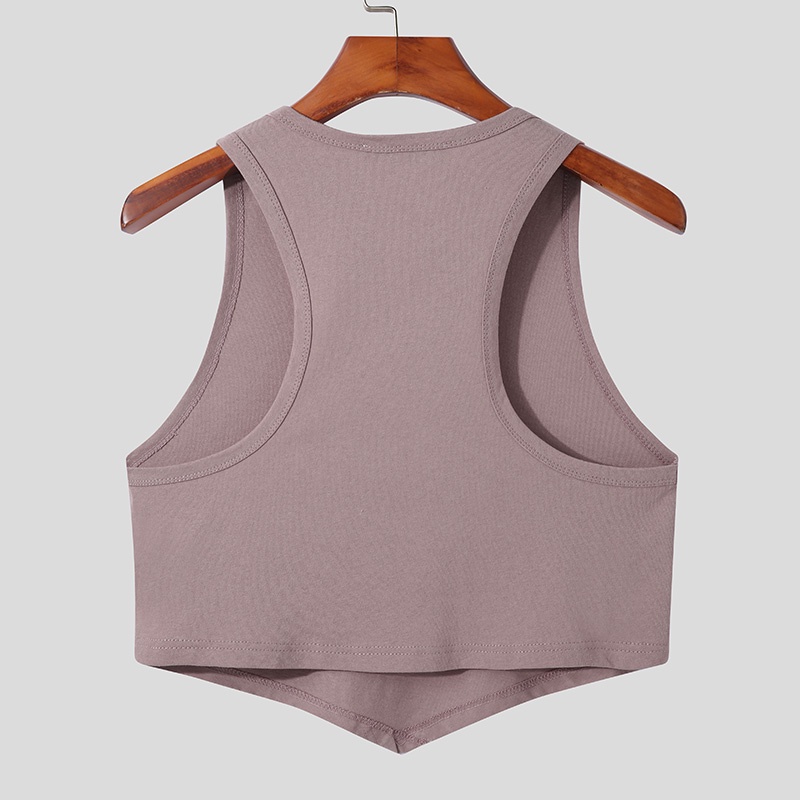 Áo Croptop Vải Lanh Màu Trơn Thông Minh Thoải Mái Cho Nam Cỡ S-5XL