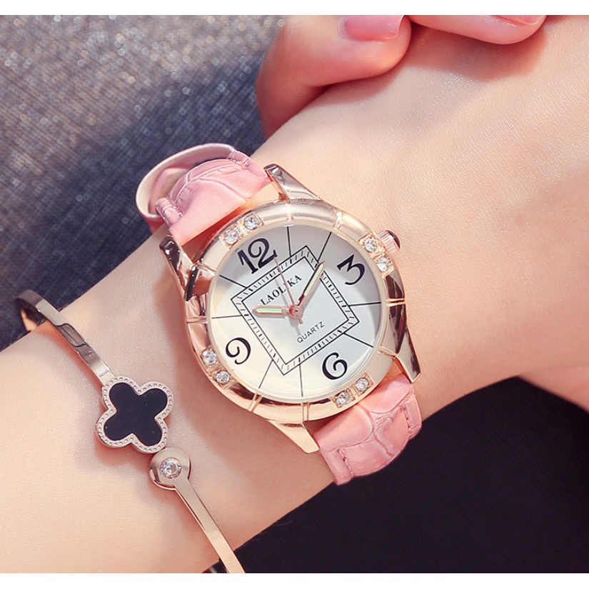 Đồng hồ nữ dây da DIKESS/LAOLIKA mặt đính đá sang chảnh | BigBuy360 - bigbuy360.vn