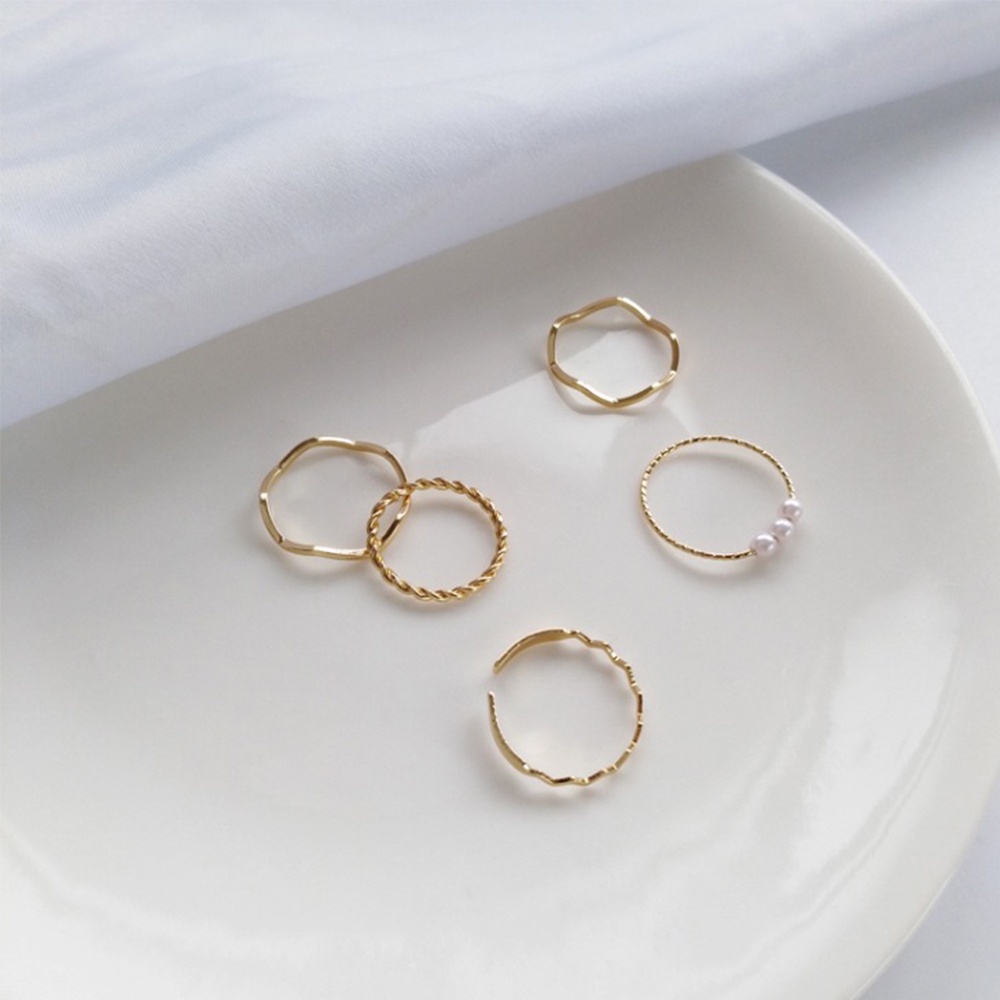 Set 5 Nhẫn Đeo Ngón Tay Thiết Kế Đơn Giản Nhiều Màu Sắc Thời Trang Cho Nữ