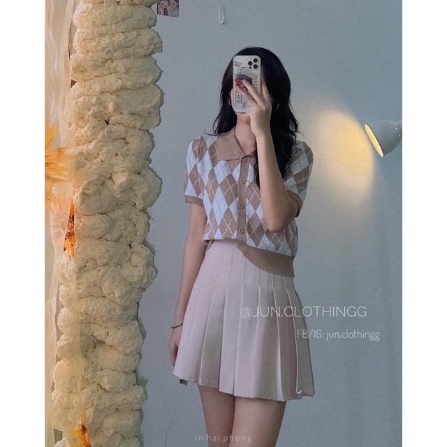 Áo len polo crt quả trám - Ảnh thật JUNclothing