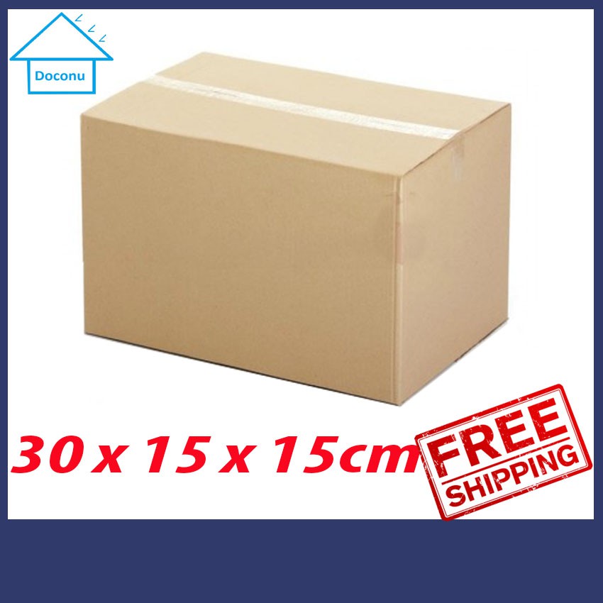 Thùng bìa carton DOCONU 30 x 15 x 15cm. Hộp gói hàng cỡ nhỏ