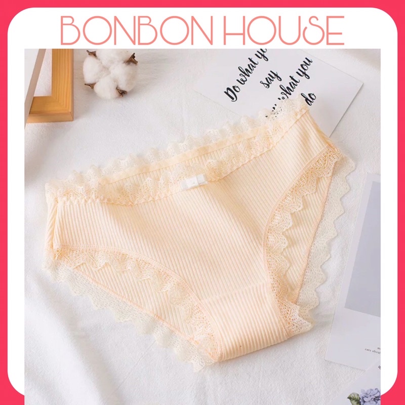Quần lót cotton tăm phối nơ