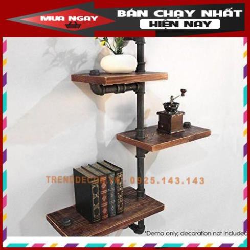 [GIÁ GỐC] Kệ treo tường gỗ 3 tầng kệ ống nước chất liệu ống sắt bền đẹp lắp ráp gắn tường trang trí 