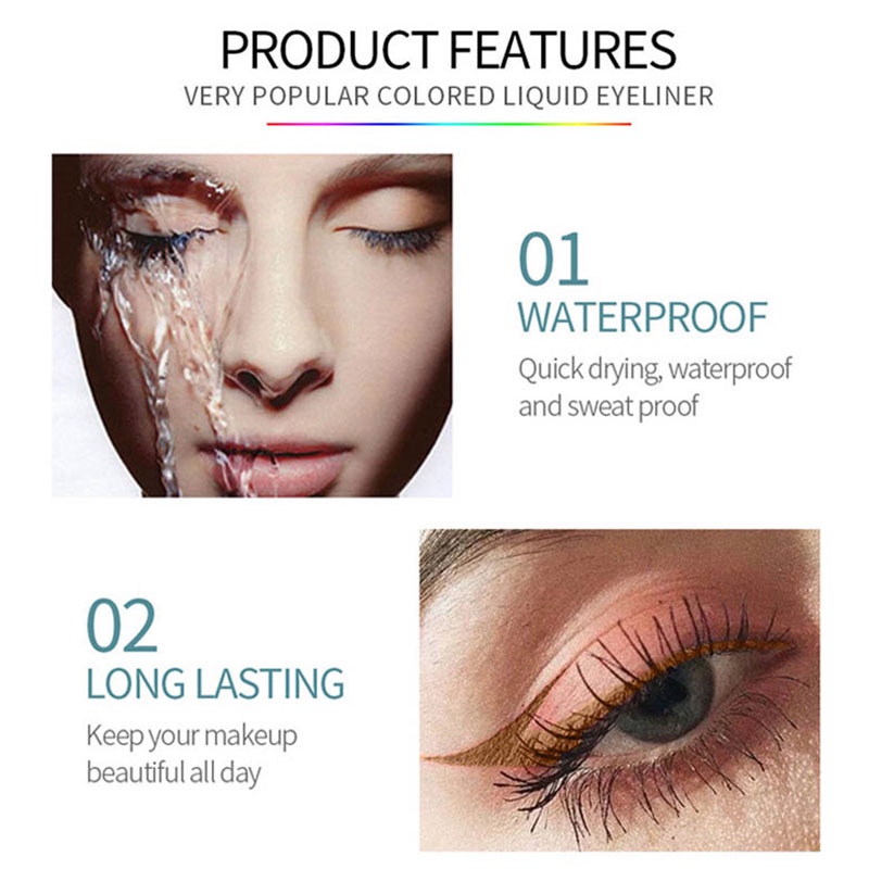 [Hàng mới về] Bút kẻ mắt chống thấm nước và mồ hôi không nhòe lâu trôi 10 màu tùy chọn