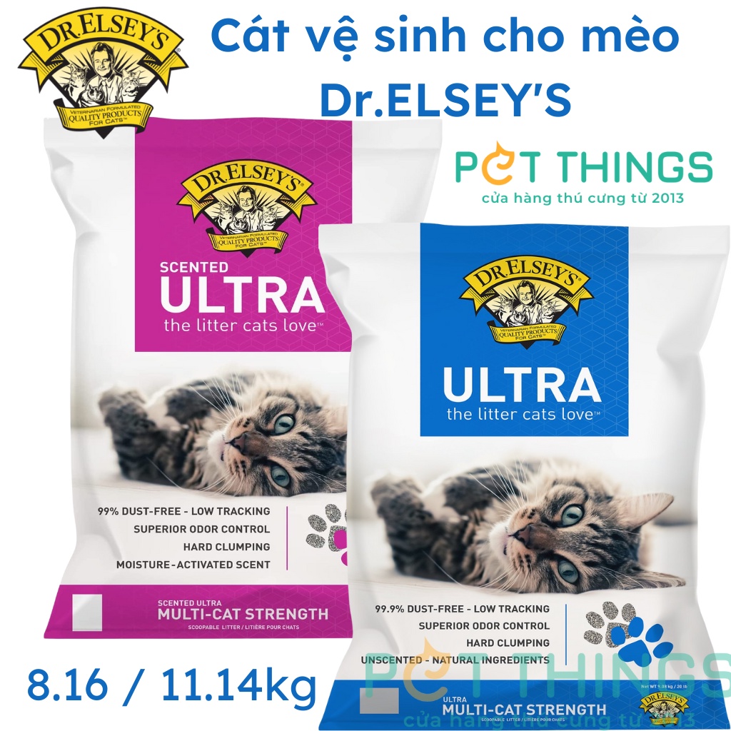 Cát vệ sinh cho mèo Dr. Elsey's vón cục Nhập Mỹ 8.16kg/18.14kg bán chạy nhất Amazon