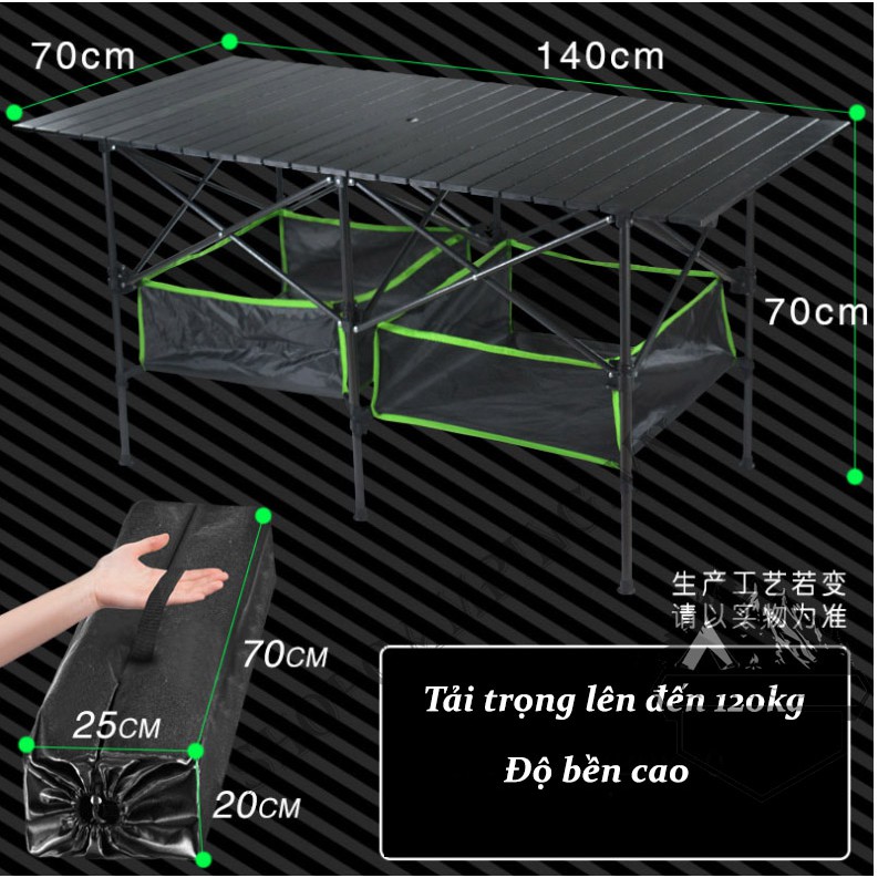 Bàn xếp dã ngoại, cắm trại mặt vân đá cẩm thạch, chịu lực lên đến 120kg | BigBuy360 - bigbuy360.vn