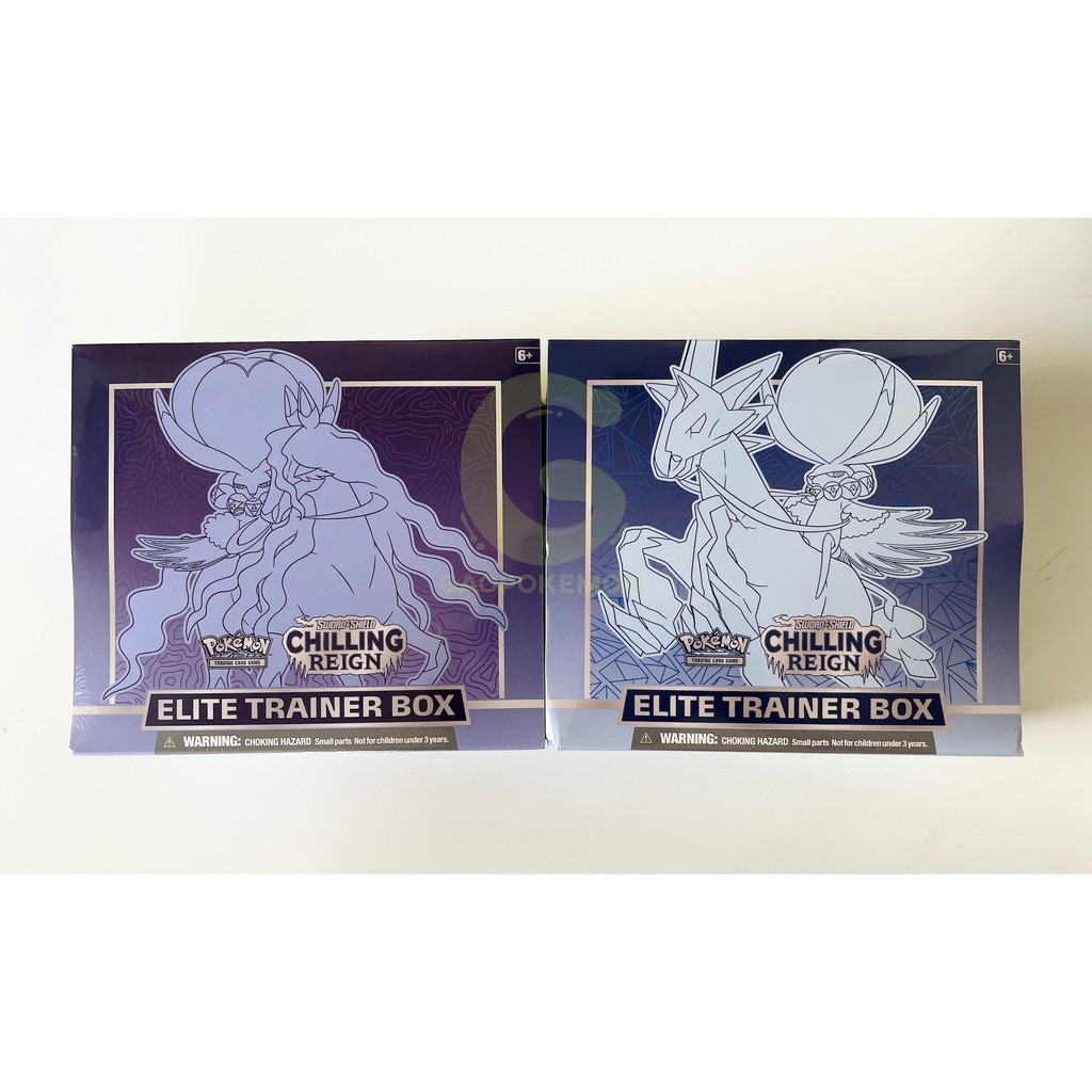 Hộp 8 gói thẻ bài Pokemon TCG - Sword & Shield Chilling Reign Elite Trainer Box Ice/Shadow Rider Calyrex