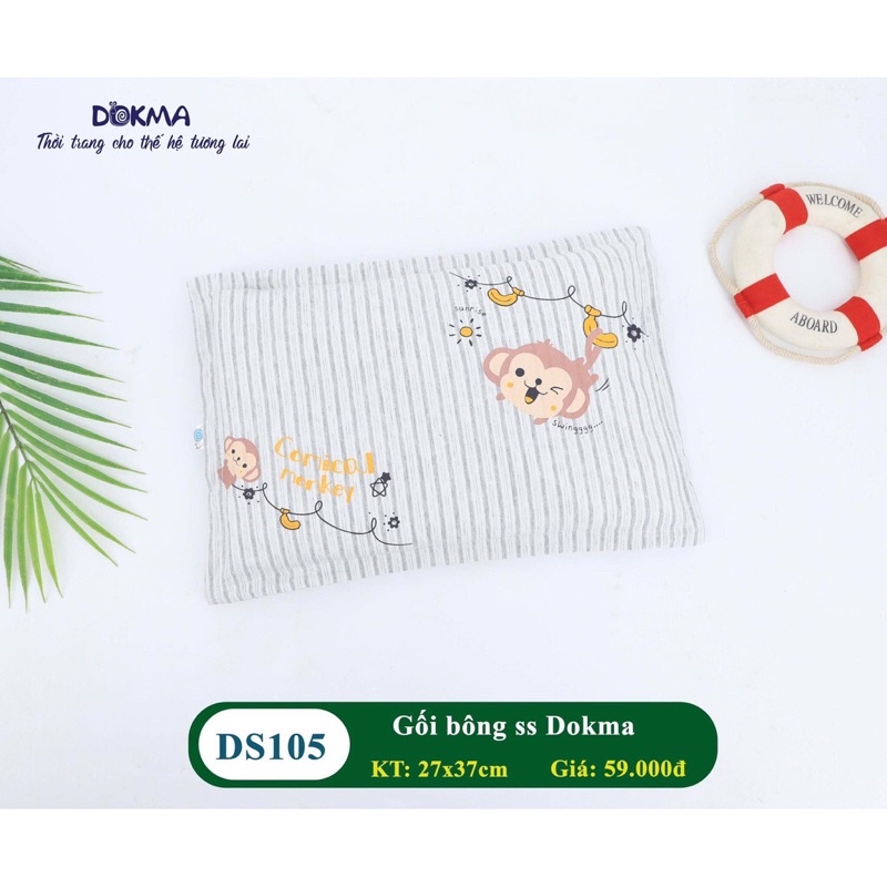 Gối bông Dokma vải cotton mềm mại cho bé kích thước 27x37cm