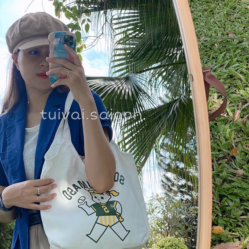 (VIDEO+ẢNH THẬT) Túi vải túi tote canvas 2 quai hình đáng yêu