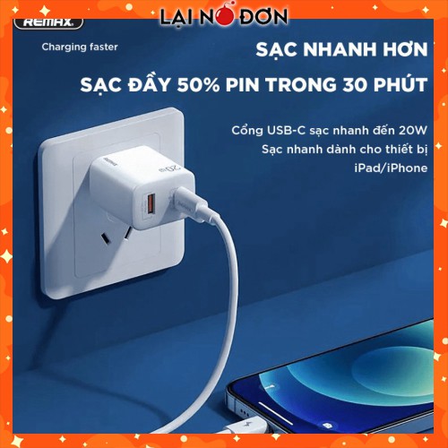 Củ sạc nhanh 20W Remax RP-U88, chíp sạc thông minh sạc nhanh an toàn - Bảo hành 12 tháng