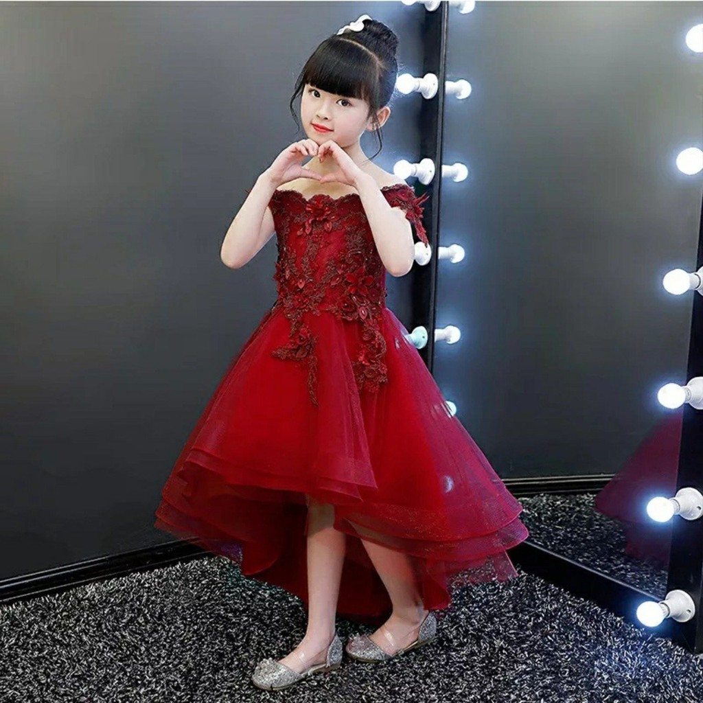 [ ẢNH THẬT ] Đầm công chúa đỏ đuôi tôm sát nách dành cho bé gái | DDTSN