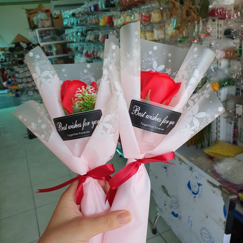 Bó hoa hồng sáp 1 bông hoa giá sỉ