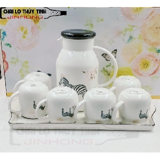 BỘ ẤM CHÉN KHAY GỐM SỨ CAO CẤP (282) L8-55 MS012